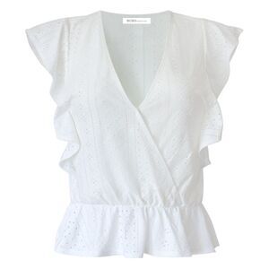 BCBG Womens Eyelet Embroidered Knit Blouse, NWT